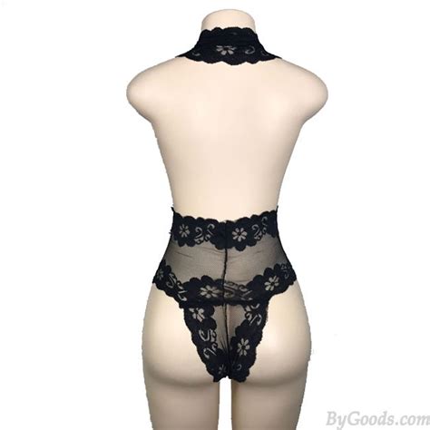 Sexy Black Flower Perspective Teddy Bodysuit Lace Backless Intimate Women Lingerie Teddy