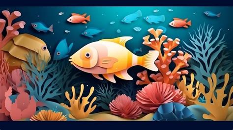 Premium Ai Image Colorful Illustration Underwater Scene With Coral