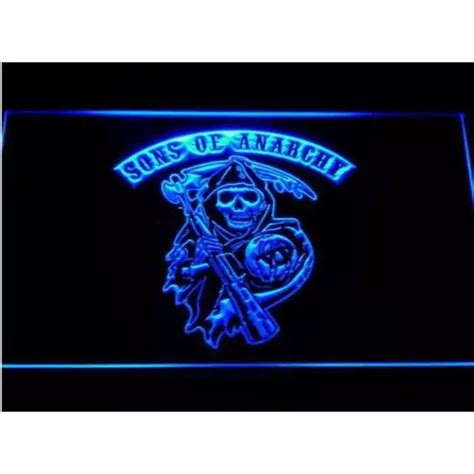 Plexi Publicitaire Sons Of Anarchy Led Bleu Biker Motard X Cm