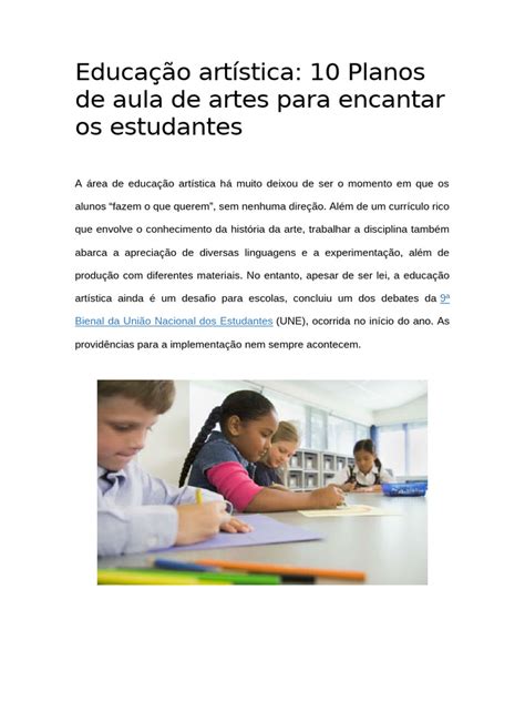 Arte No Ensino Fundamental - Planos de Aula de Artes no Ensino Fundamental | PDF | Imagem | Som