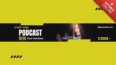 Yellow And Black Modern Podcast Channel Youtube Banner Free Design