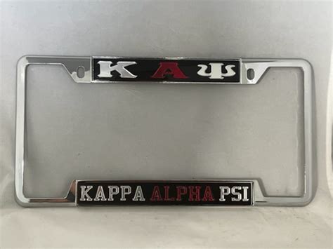 Kap Kappa Alpha Psi Decal License Frame Blk Bckgrnd Mirror Red Letters