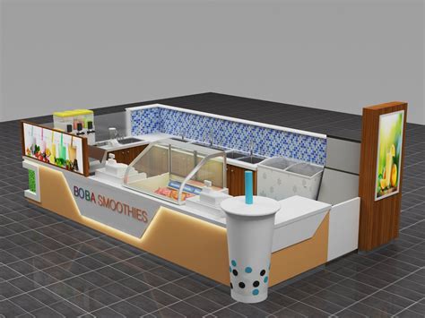 Bubble Tea Kiosk With Colorful LED