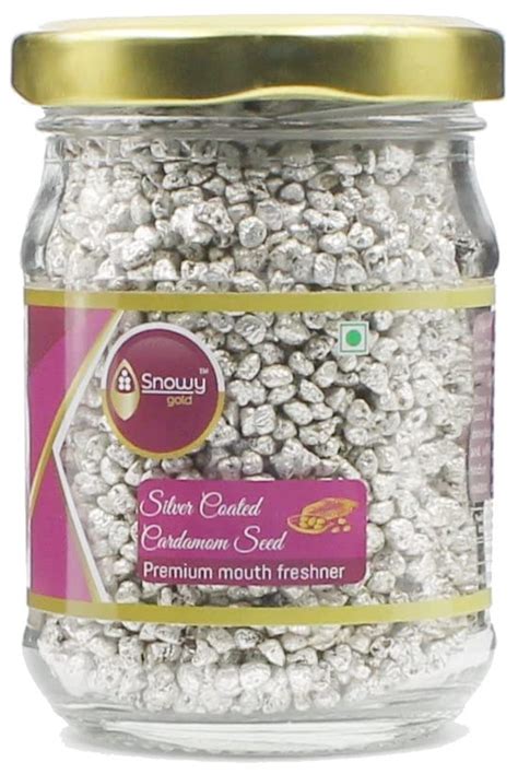 Snowy Gold Silver Coated Green Cardamom Seed 75 Gram Silver Elaichi