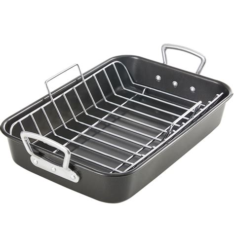 Mainstays Nonstick Roasting Pan with Nonstick Roasting Rack, Copper ...