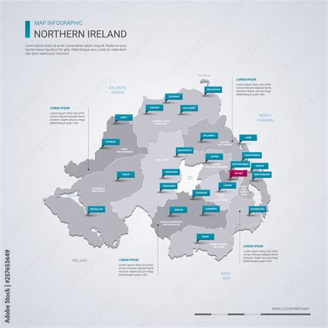 Fototapeta mapa świata dla dzieci Northern Ireland vector map with