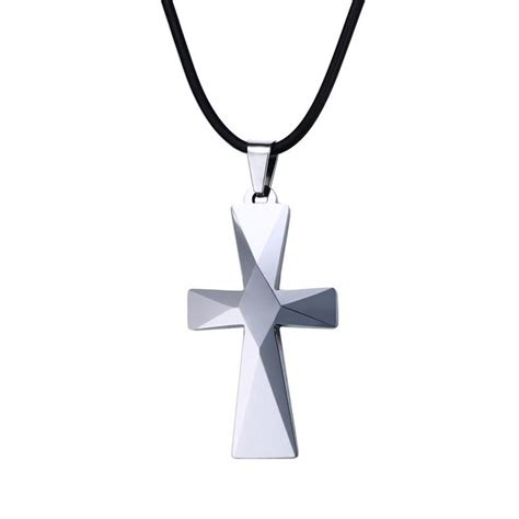 High Polished Tungsten Carbide Cross Men Necklace Mens Necklace