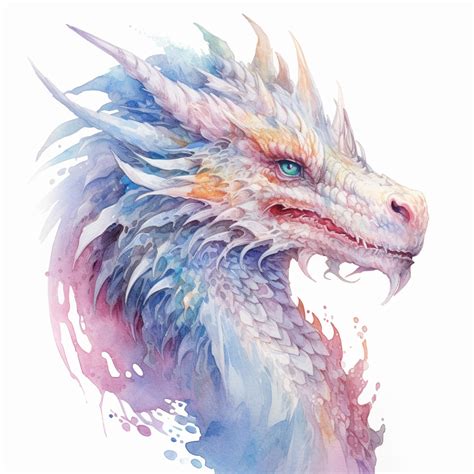 Картина дракона с сине-оранжевым лицом и белым телом генеративный ай ...