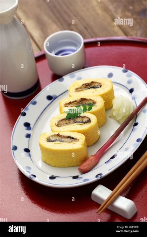 Umaki Japanese Eel Rolled Omelet Japanese Cuisine Stock Photo Alamy