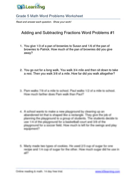 SOLUTION Adding And Subtracting Fractions Word Problems 1 0 Studypool