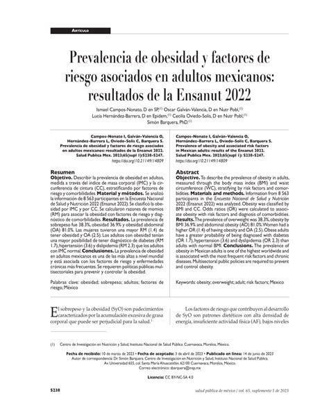 Pdf Prevalencia De Obesidad Y Factores De Riesgo Asociados En Adultos