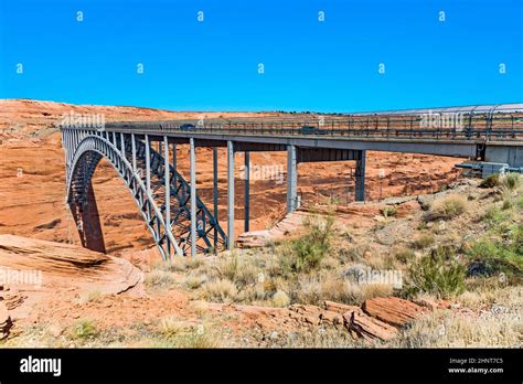 Navajo Bridge Spans The River Colorado Near Lees Ferry In Arizona Usa