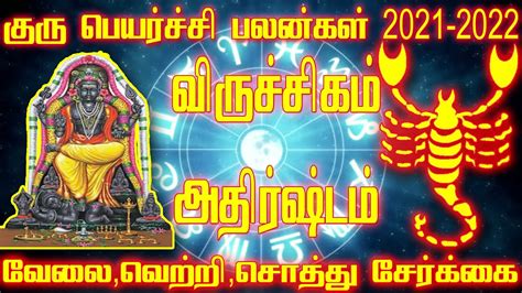 குரு பெயர்ச்சி பலன்கள் விருச்சிகம் 2021 2022 Guru Peyarchi Palan