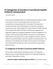 unlocking  categories  gordons health patterns assessment