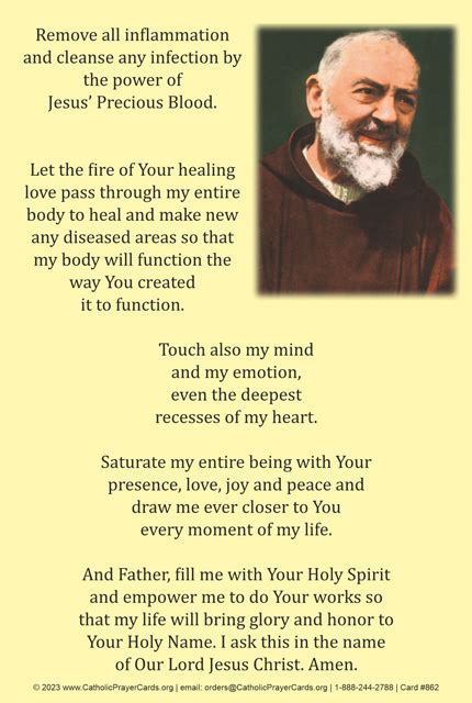 St. Padre Pio Healing Prayer Card