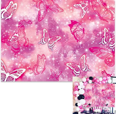 Amazon Binqoo X Ft Pink Glamour Butterfly Backdrop Glitter