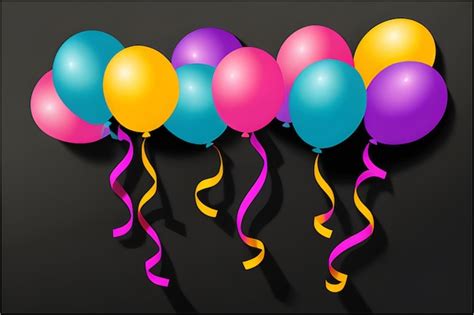 Premium AI Image | Illustration of birthday balloons on black background