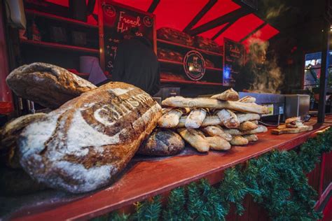 Food and Fresh Bread at London Christmas Market, London, England ...