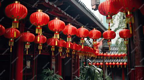 Premium AI Image | Traditional Chinese festival elements lanterns