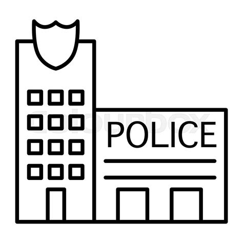 Police office thin line icon. Police station illustration isolated on ...