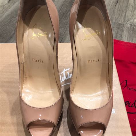 Christian Louboutin Shoes Christian Louboutin Lady Peep 5 Patent Nude Poshmark