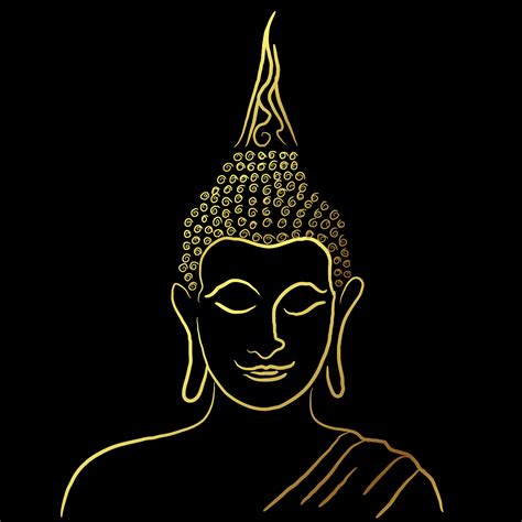 Golden buddha line painting vector design over black background 9330982 ...