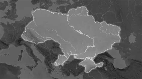 Ukraine Map Extract Glow Grayscale Stock Video Pond5