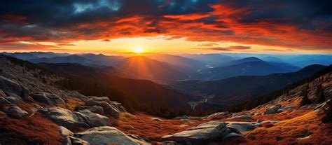 Premium Photo | Mountain Sunset View From the Topv