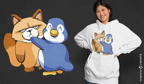 Descarga Vector De Diseño De Camiseta De Gato Enojado Y Pingüino