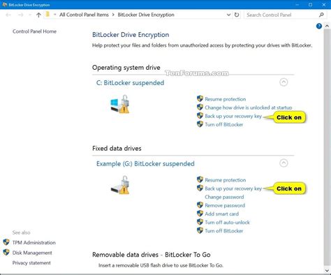 Backup Bitlocker Recovery Key In Windows 10 Tutorials