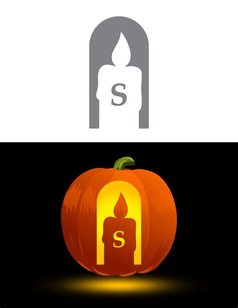 Printable Candle Letter S Pumpkin Stencil