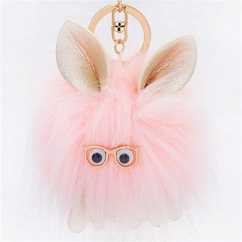 [56% OFF] Cartoon Fuzzy Puff Ball Keychain | Rosegal