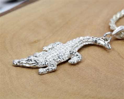 Large Alligator Necklace For Man On Rope Chain Agrijewelry Chris Chaney