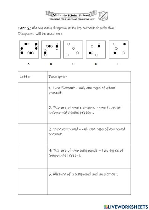 Free elements compounds and mixtures worksheet, Download Free elements ...