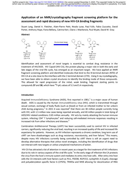 Pdf Application Of An Nmr Crystallography Fragment Screening Platform