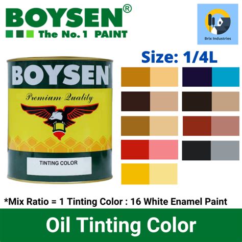 Boysen Oil Tinting Color 1/4 Liters (0.25L) 10 Colors Available Alkyd ...