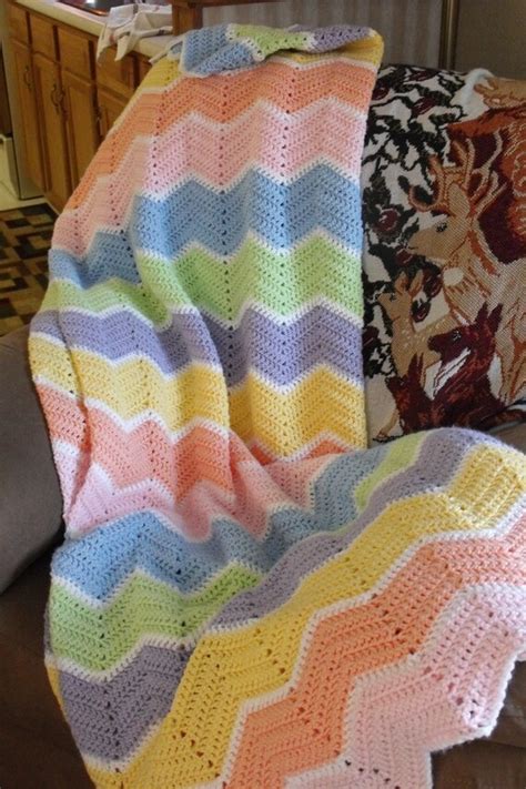 Items similar to Rainbow Ripple Crochet Afghan on Etsy