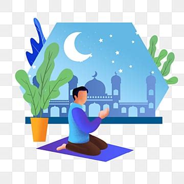 Cartoon Hand Drawn Ramadan Prayer Blessing Illustration Prayer Plant