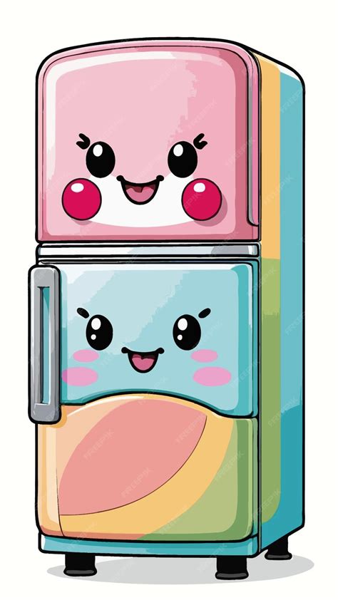 Desenho De Geladeira - Uma ilustração de geladeira kawaii desenho de desenho animado vetor de ...