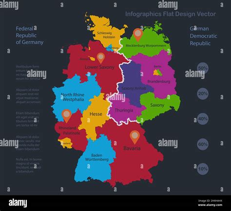 Infografiken Deutschland Karte Aufgeteilt Auf West Und Ostdeutschland