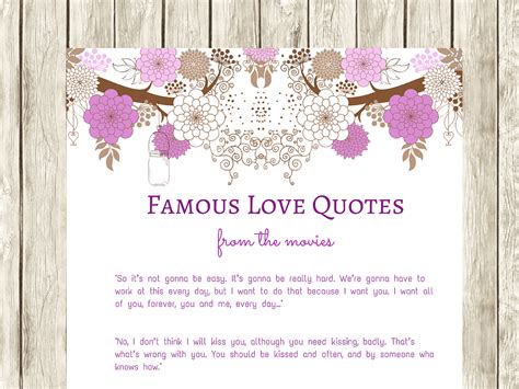 Purple Famous Love Quotes Bridal Shower Games Magical Printable