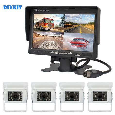 Diykit Wired Inch Split Quad Backup Monitor Car Monitor Ir Night