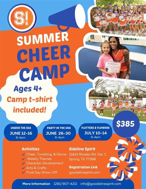 Summer Cheer Camp Ages 4 Sideline Spirit Spring July 10 To July