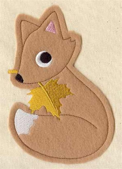 Fleece Applique Maple Leaf Fox Embroidered Waffle Weave Etsy