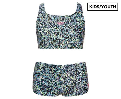 Speedo Girls 2 Piece Allover Boyleg Bikini Set Multi Catch Co Nz
