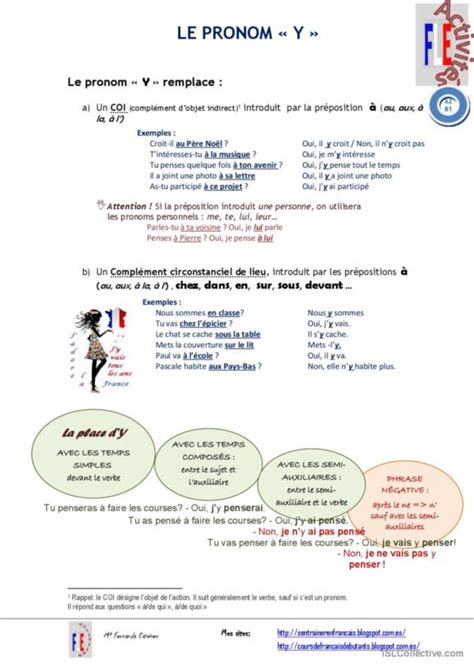 Le Pronom En Fran Ais Fle Fiches Pedagogiques Pdf Doc