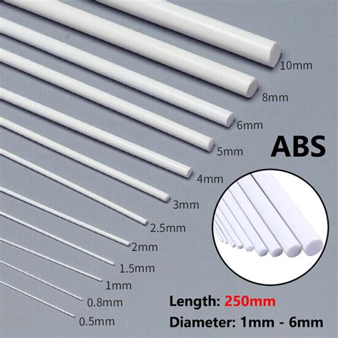 Abs Round Bar Dia Mm Styrene Plastic Strips Rod Plasticard