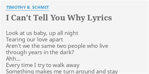 I CAN T TELL YOU WHY LYRICS By TIMOTHY B SCHMIT Look At Us Baby