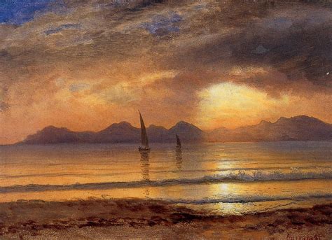 Sunset Over A Mountain Lake Albert Bierstadt