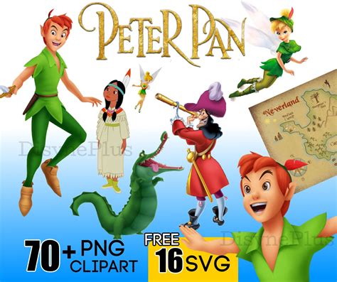 Peter Pan Clipart Svg Captain Hook Digital Download Png Svg Etsy